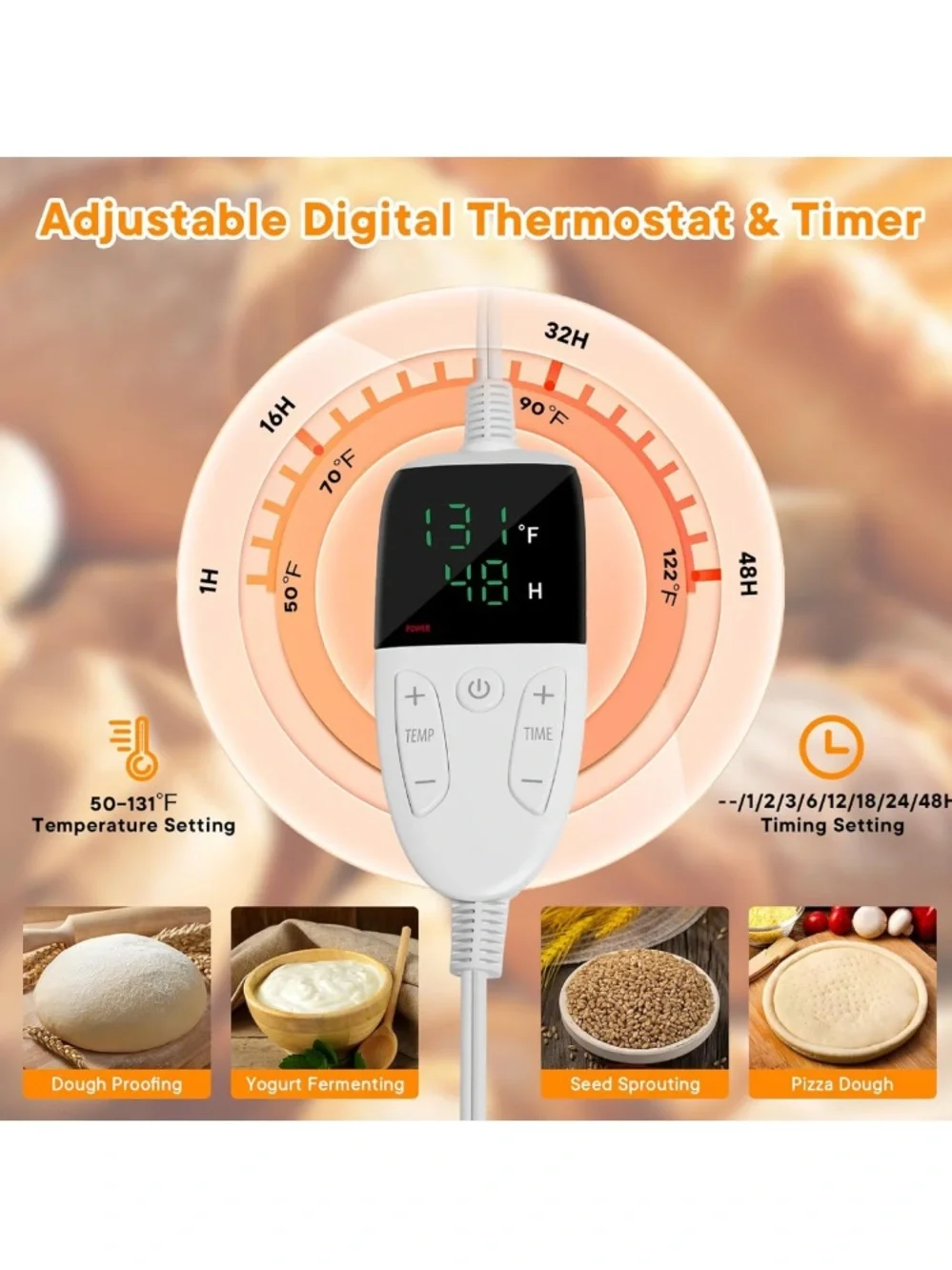 Folding Bread Proofing Box with Temp Control for Sourdough, Pizza, Yogurt,& More